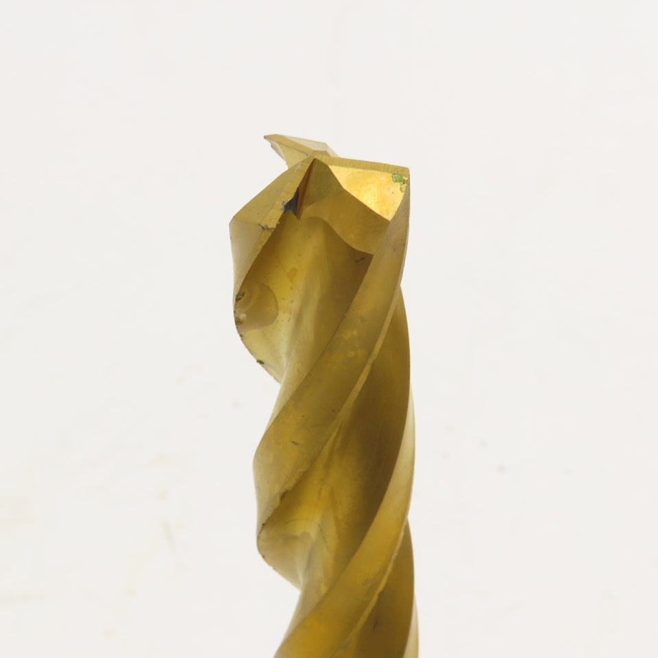 21/32" Dia. TiN Coated Carbide 3 Flute Twist Drill 5-3/4" OAL Resharp