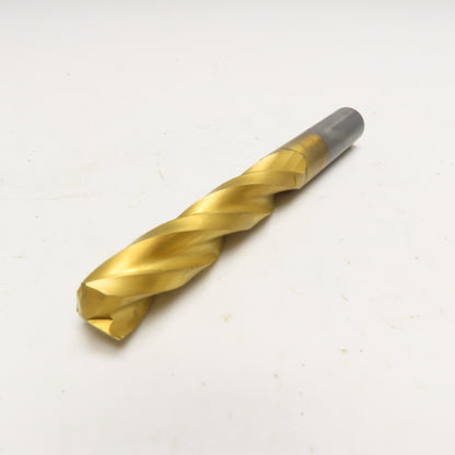 21/32" Dia. TiN Coated Carbide 3 Flute Twist Drill 5-3/4" OAL Resharp