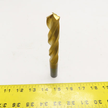 21/32" Dia. TiN Coated Carbide 3 Flute Twist Drill 5-3/4" OAL Resharp