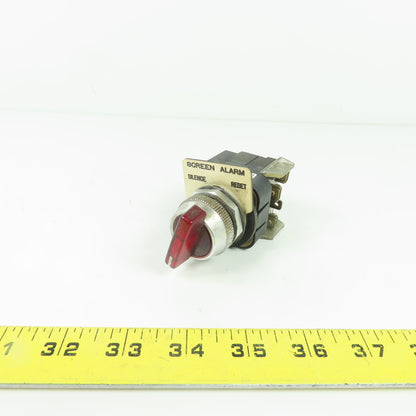 Allen-Bradley 800T-16JR20KQ1MX Red Illuminated Selector Switch 120VAC