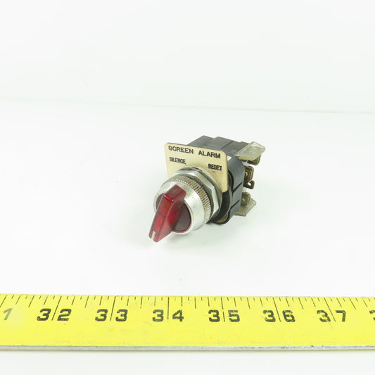 Allen-Bradley 800T-16JR20KQ1MX Red Illuminated Selector Switch 120VAC