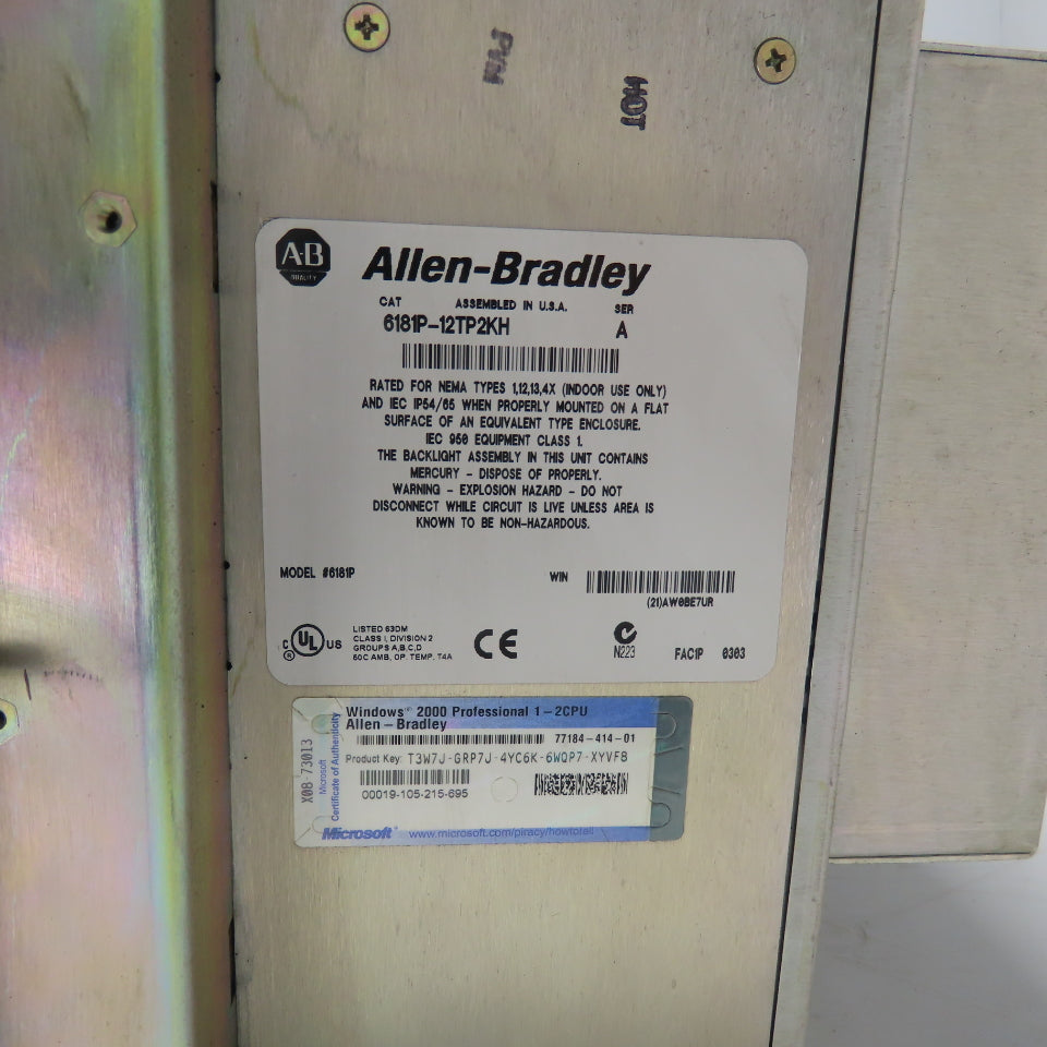 Allen-Bradley 6181P-12TP2KH VersaView 1200P Industrial Computer Windows 2000