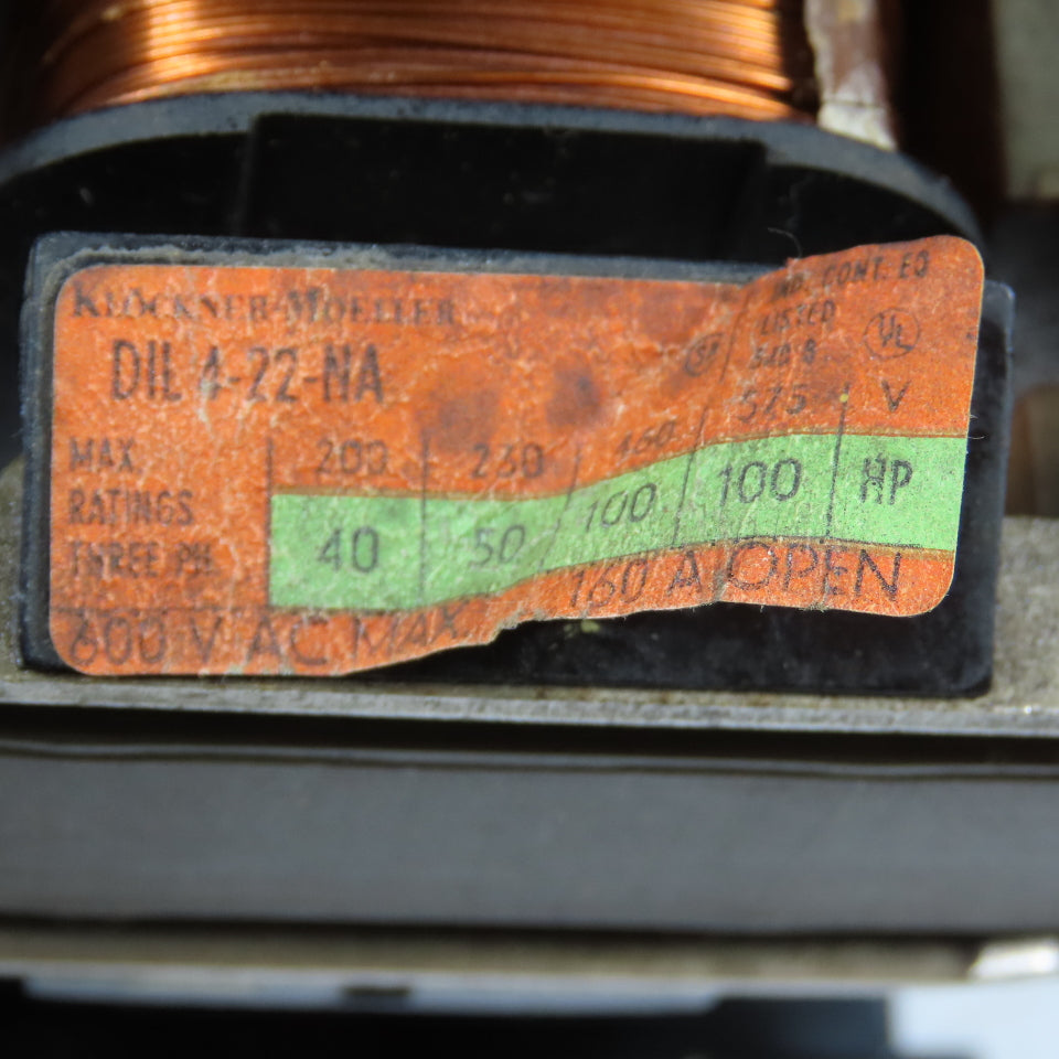 Klockner-Moeller DIL 4-22-NA 100HP Magnetic Contactor W/Z4-140-CAN Overload 600V
