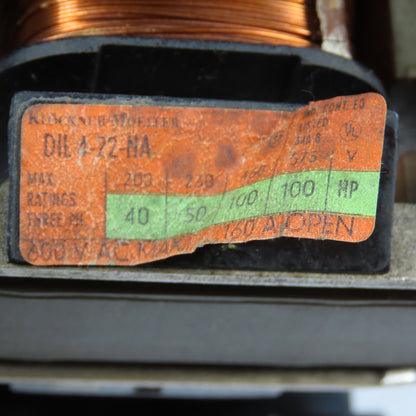 Klockner-Moeller DIL 4-22-NA 100HP Magnetic Contactor W/Z4-140-CAN Overload 600V