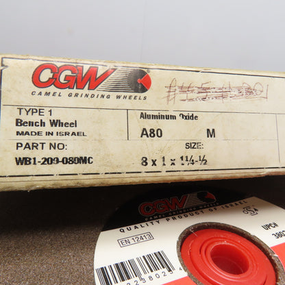 CGW CGW WB1-209-080MC 8" x 1" x 1-1/4"-1/2" A80 Grit Bench Grinding Wheel