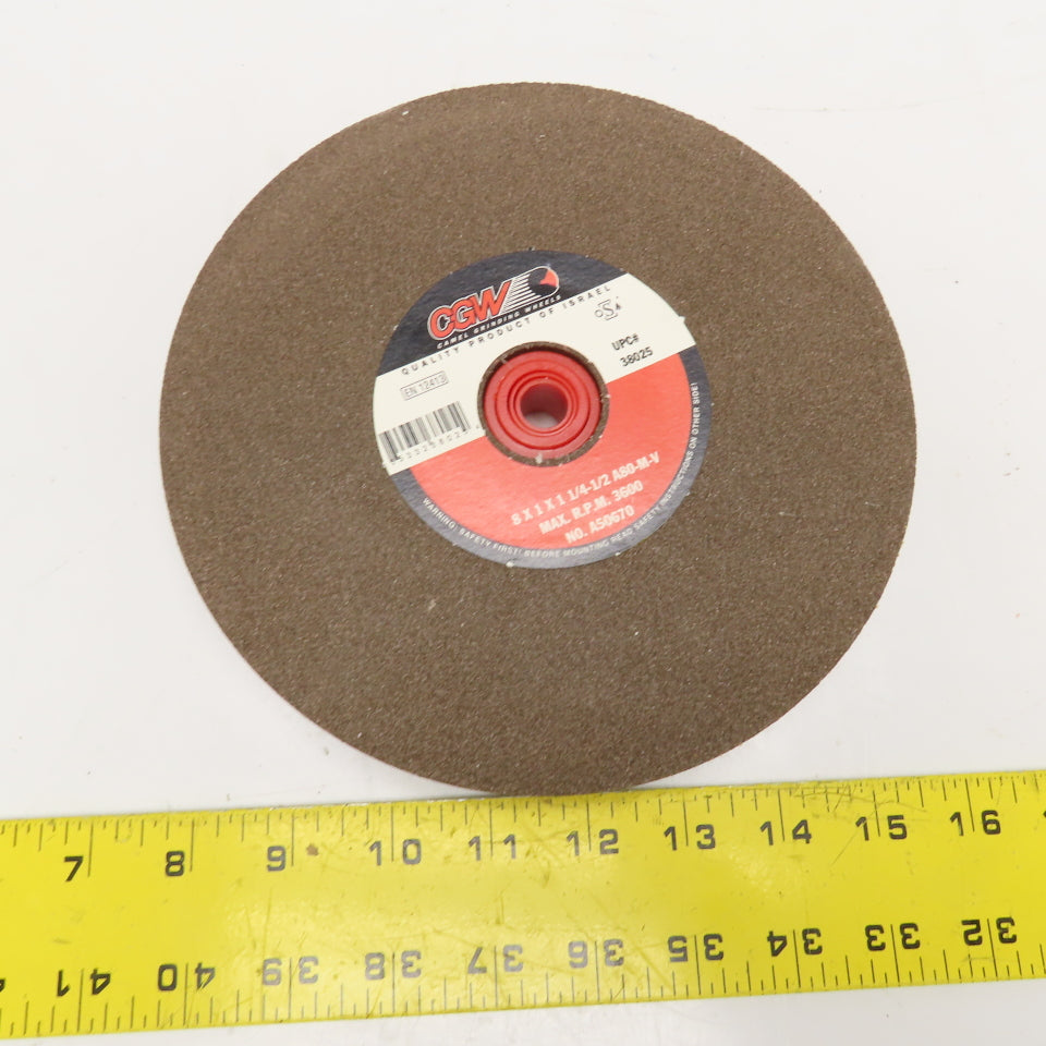 CGW CGW WB1-209-080MC 8" x 1" x 1-1/4"-1/2" A80 Grit Bench Grinding Wheel