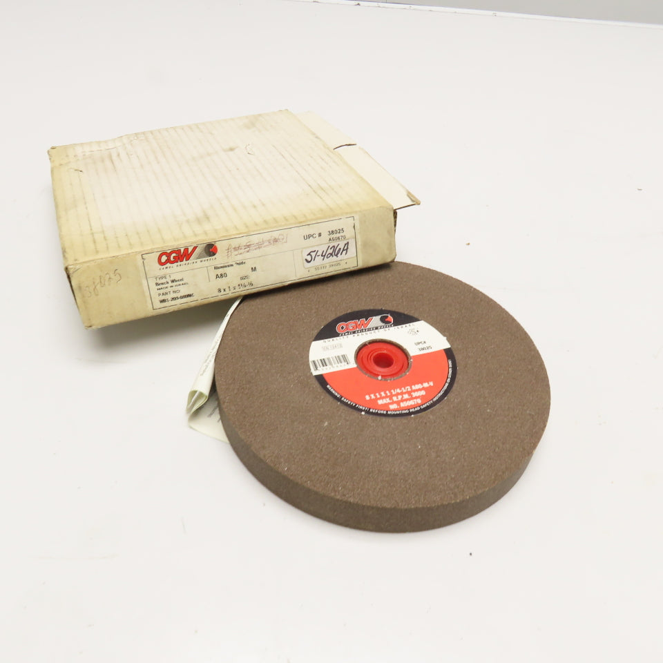 CGW CGW WB1-209-080MC 8" x 1" x 1-1/4"-1/2" A80 Grit Bench Grinding Wh ...