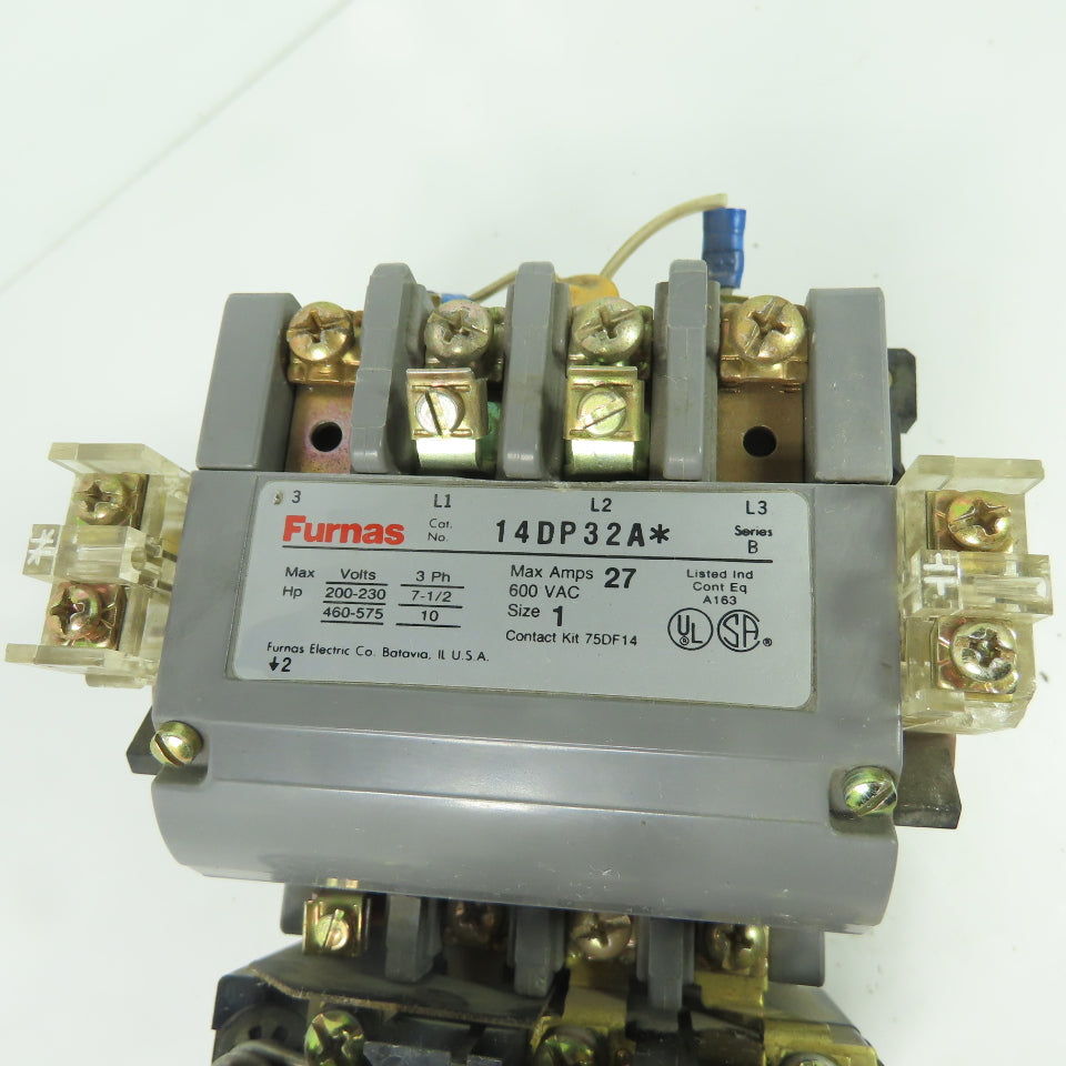 Furnas 14DP32A* Size 1 Magnetic Motor Starter 27A 600VAC 120V Coil Ser B