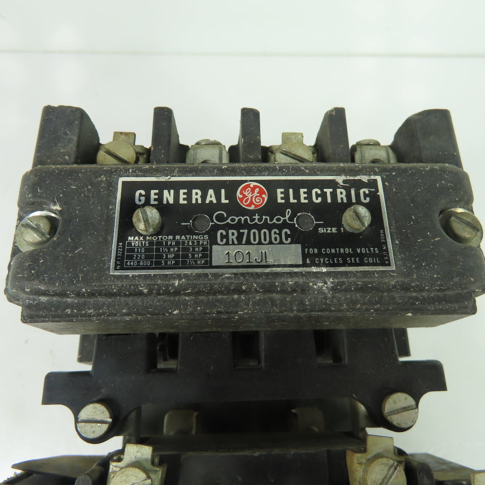 GE General Electric CR7006C Size 1 Motor Starter 600V 3Ph 7-1/2HP 110V Coil