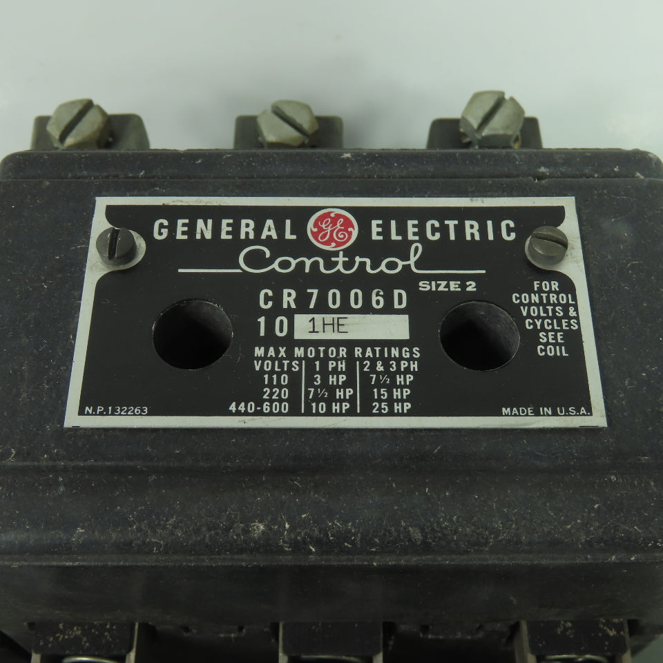 General Electric 1HE CR7006D Size 2 Magnetic Motor Starter 600V 3Ph 25HP