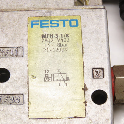 Festo MFH-3-1/8 3/2 Position Solenoid Valve 24VDC 42VAC Coil