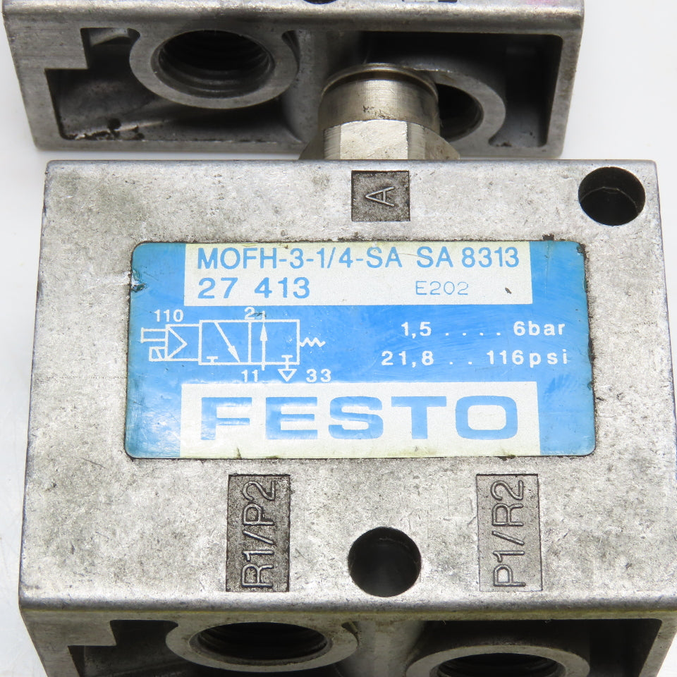 Festo MOFH-3-1/4-SA Valve Body Only Lot Of 2