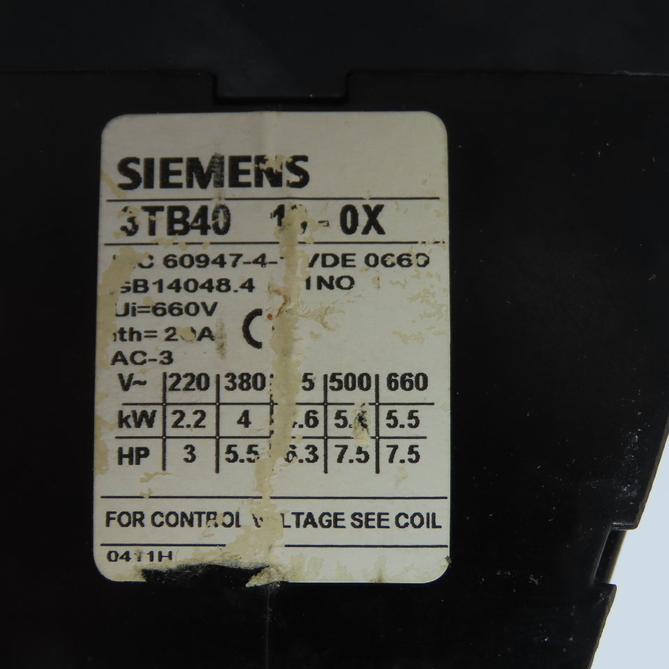 Siemens 3UA50 3TB40 Motor Starter Contactors 1-1.6A Overload 660V Lot of 2