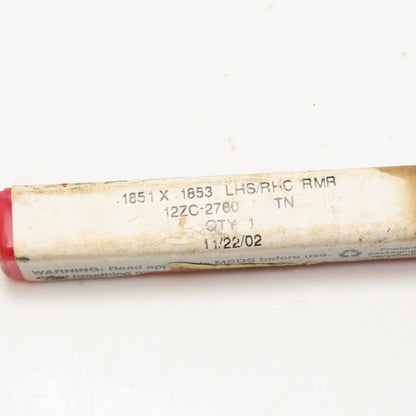 Cleveland 12ZC-2760 .1851 x .1853 LHS/RHC 4 Flute Spiral Reamer TiN Coated