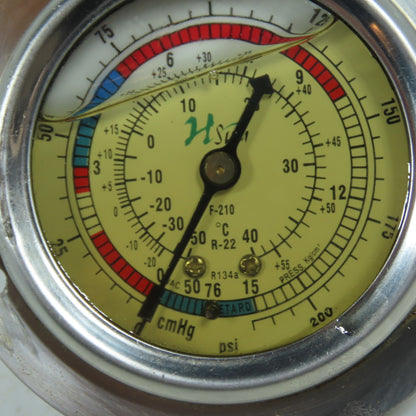 Hsu F-210 Liquid Filled Refrigeration Pressure Gauge R-22 R134a