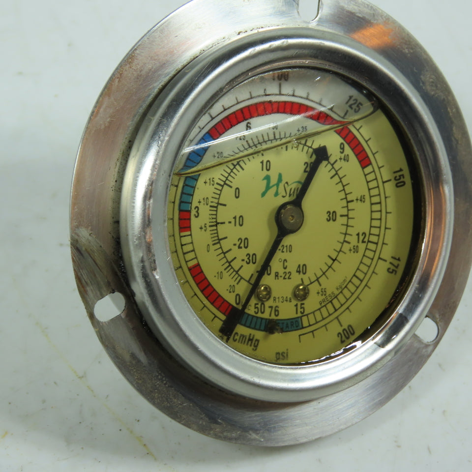 Hsu F-210 Liquid Filled Refrigeration Pressure Gauge R-22 R134a