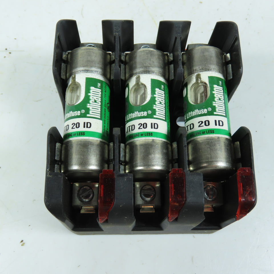 Littelfuse LFJ600303CID 3-Pole Class J Fuse Holder 600V 30A W/ JTD 20 ID Fuses