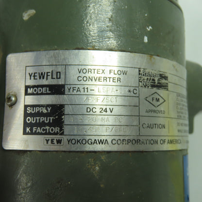 Yokogawa YFA11-LSPA-08*C/FMF/SCT YEWFLO Vortex Flow Converter DC 24V 4-20mA Out
