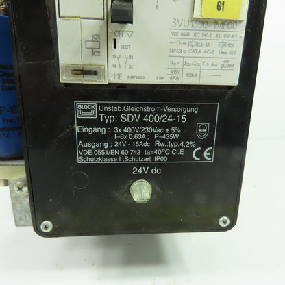 Block SDV 400/24-15 Power Supply 24VDC 15A Output 400VAC 3Ph Input
