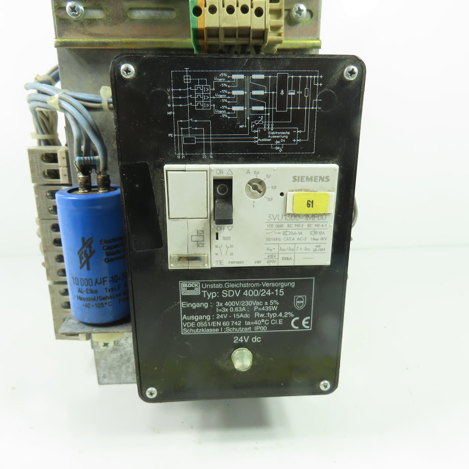 Block SDV 400/24-15 Power Supply 24VDC 15A Output 400VAC 3Ph Input
