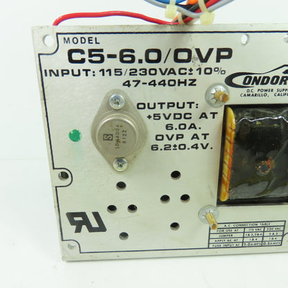 Condor Inc. C5-6.0/OVP Open Frame Linear DC Power Supply 5VDC 6.0A OVP