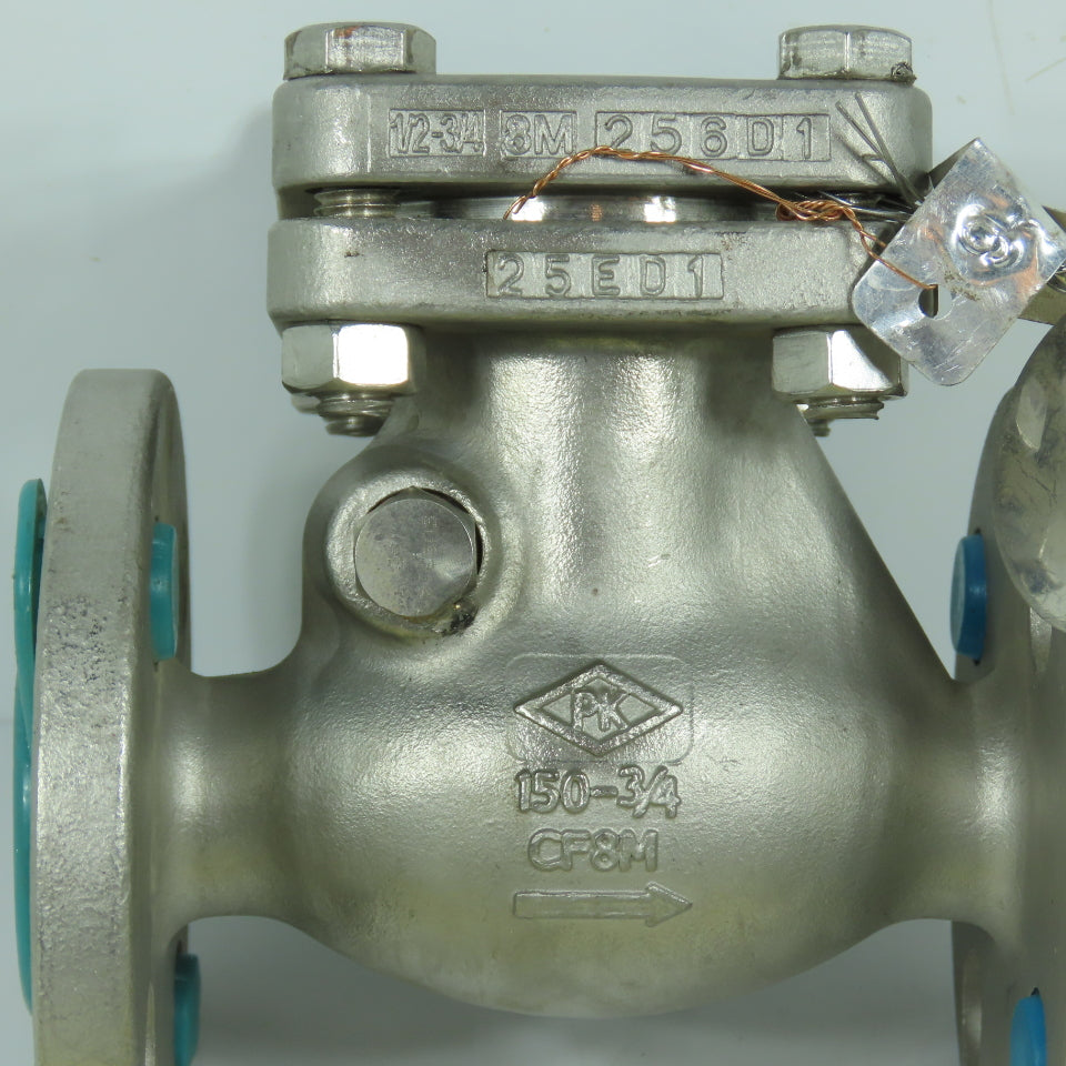 PK Valve 152RF10SL-TFE 3/4" Flanged Swing Check Valve CF8M 316SS Class 150