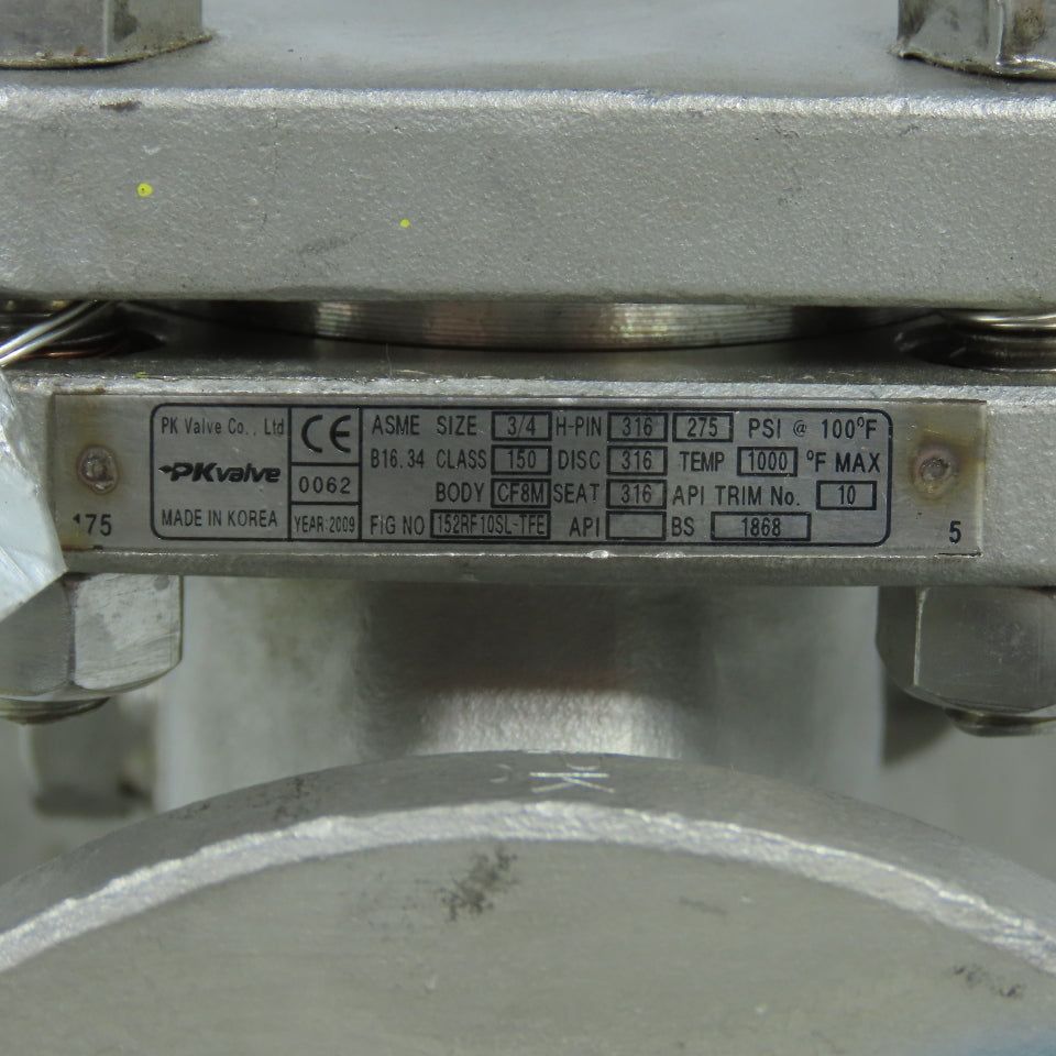 PK Valve 152RF10SL-TFE 3/4" Flanged Swing Check Valve CF8M 316SS Class 150