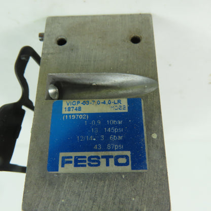 Festo 18748 VIGP-03-7.0-4.0-LR Pneumatic Manifold Adapter Block 10bar 145psi
