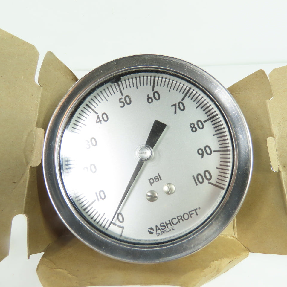 Ashcroft 3GA48365-017 1009AW Industrial Duralife Pressure Gauge 100psi 1/4 NPT