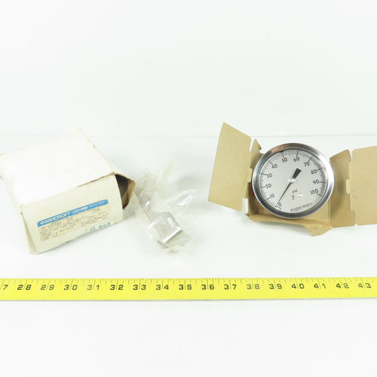 Ashcroft 3GA48365-017 1009AW Industrial Duralife Pressure Gauge 100psi 1/4 NPT