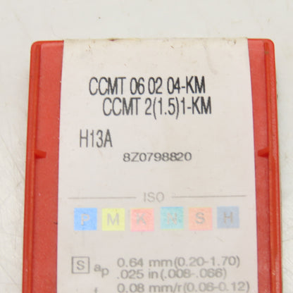 Sandvik CCMT 2(1.5)1-KM H13A Turning Insert Lot Of 10