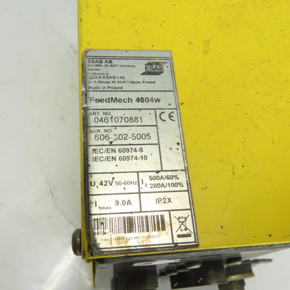ESAB FeedMech 4804w 42V 500A 4-Roll Water Cooled MIG Robot Wire Feed Unit