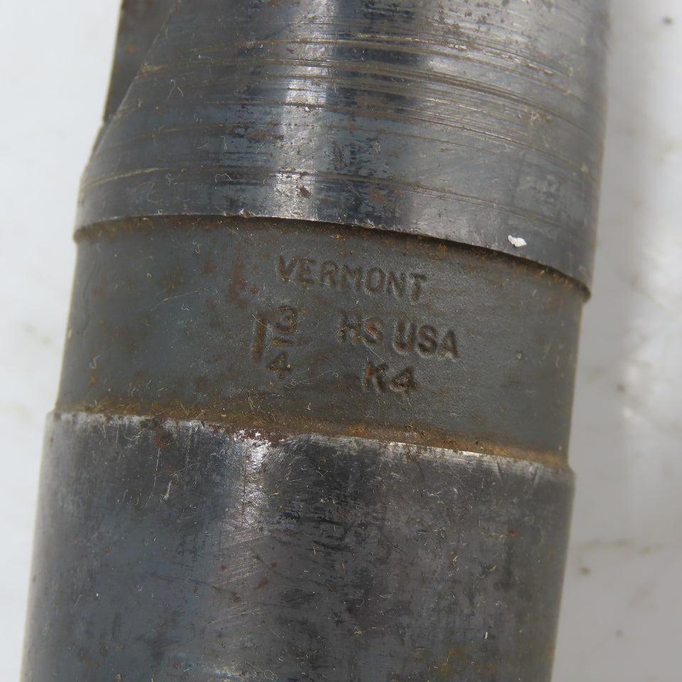 Vermont 1-3/4 HS USA K4 1-3/4" Taper Shank Drill Bit 16-3/4" OAL