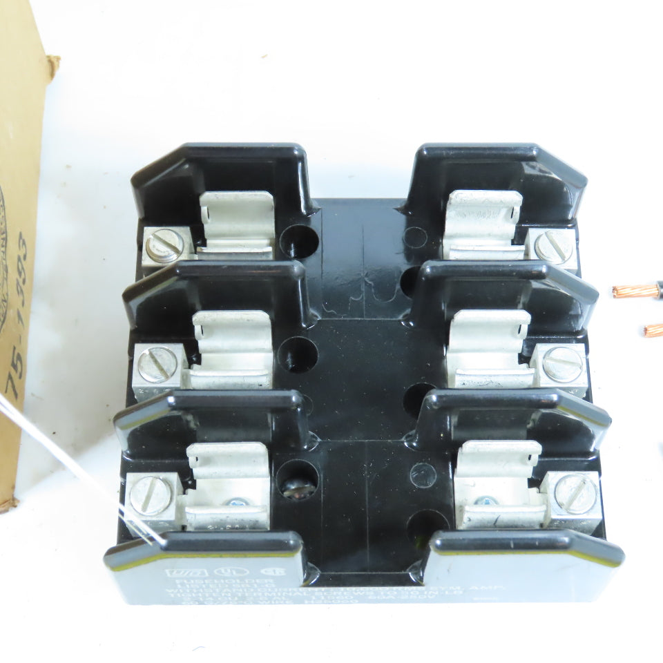 Cutler-Hammer C350KH22 3-Pole Top Mount Fuse Block Kit 60A 250V Class H New