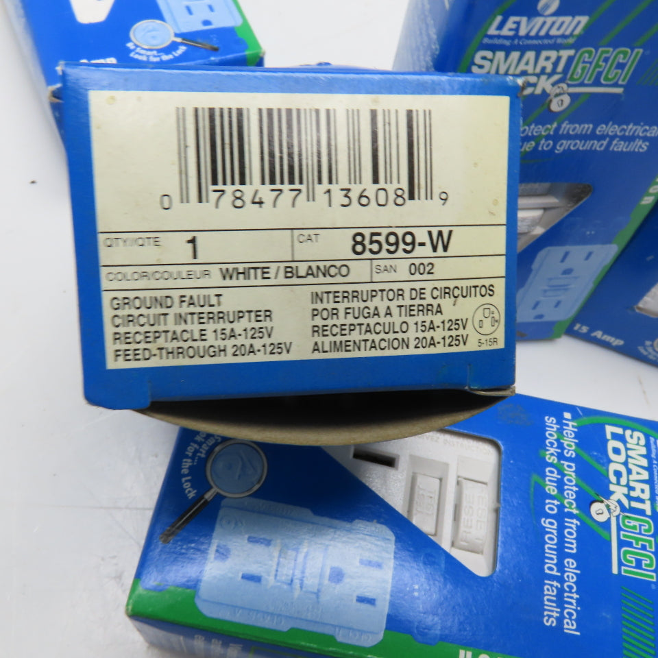 Leviton 8599-W Ground Fault Circuit Interrupter GFCI 15A White Lot Of 5