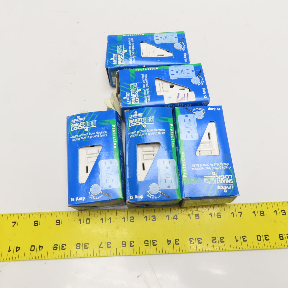 Leviton 8599-W Ground Fault Circuit Interrupter GFCI 15A White Lot Of 5