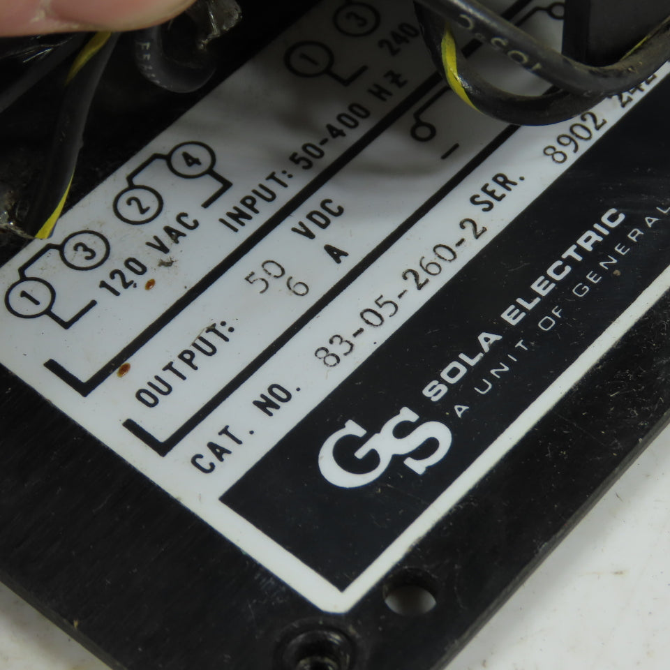 Sola Electric 83-05-260-2 Open Frame Linear Power Supply 50VDC 6A 120VAC Input