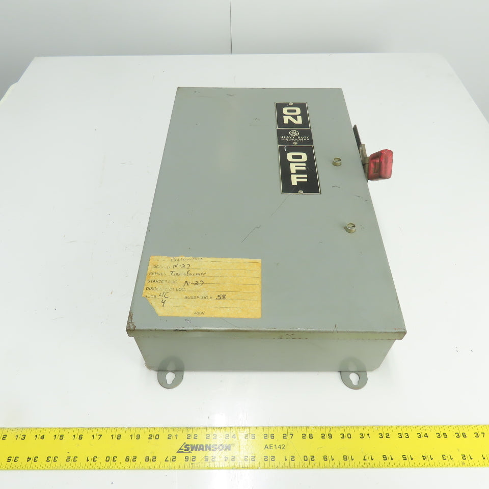 General Electric TH3363J 100A 3-Pole Fusible Safety Disconnect Switch 600VAC