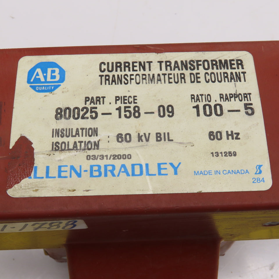 Allen-Bradley 80025-158-09 Current Transformer 100-5 Ratio 60kV BIL