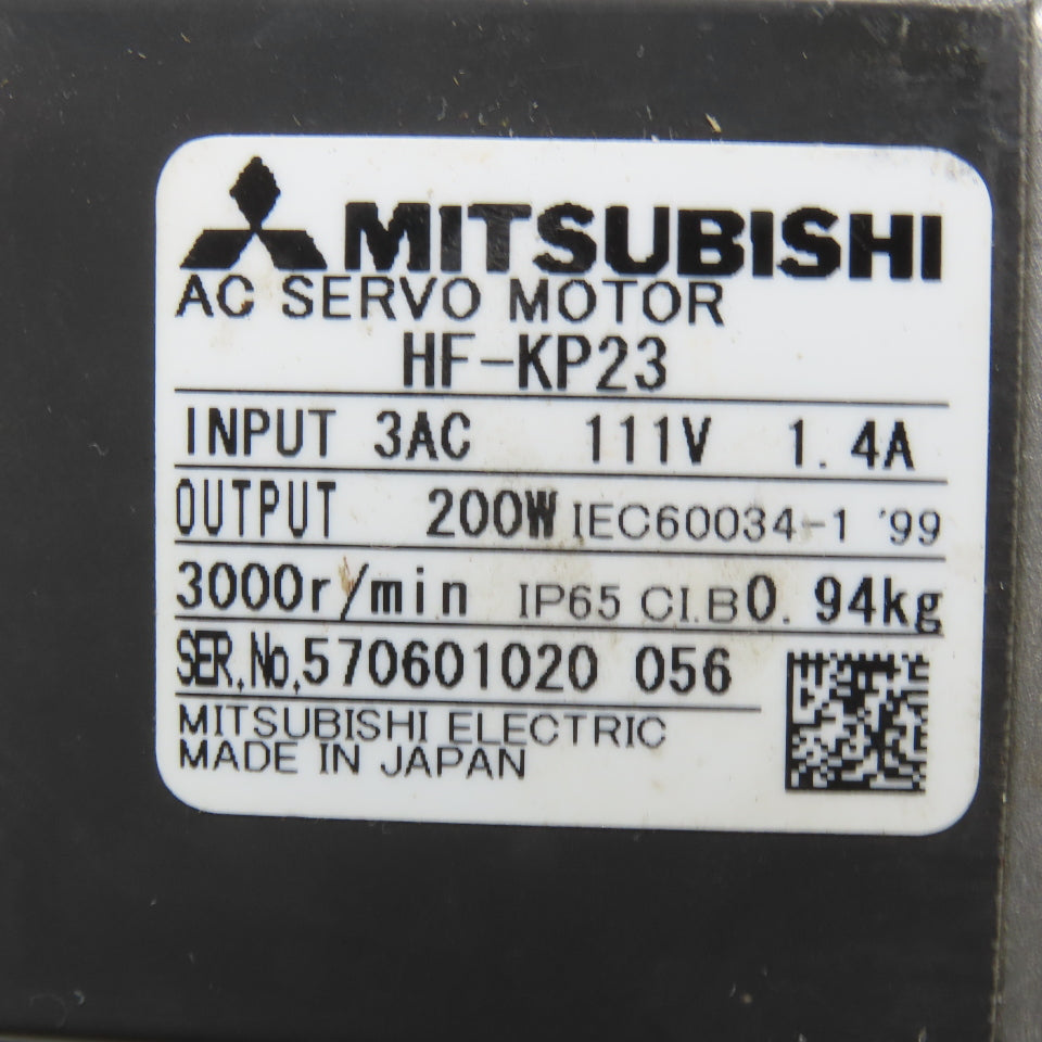 Mitsubishi HF-KP23 AC Servo Motor 200W 111V 1.4A 3000RPM