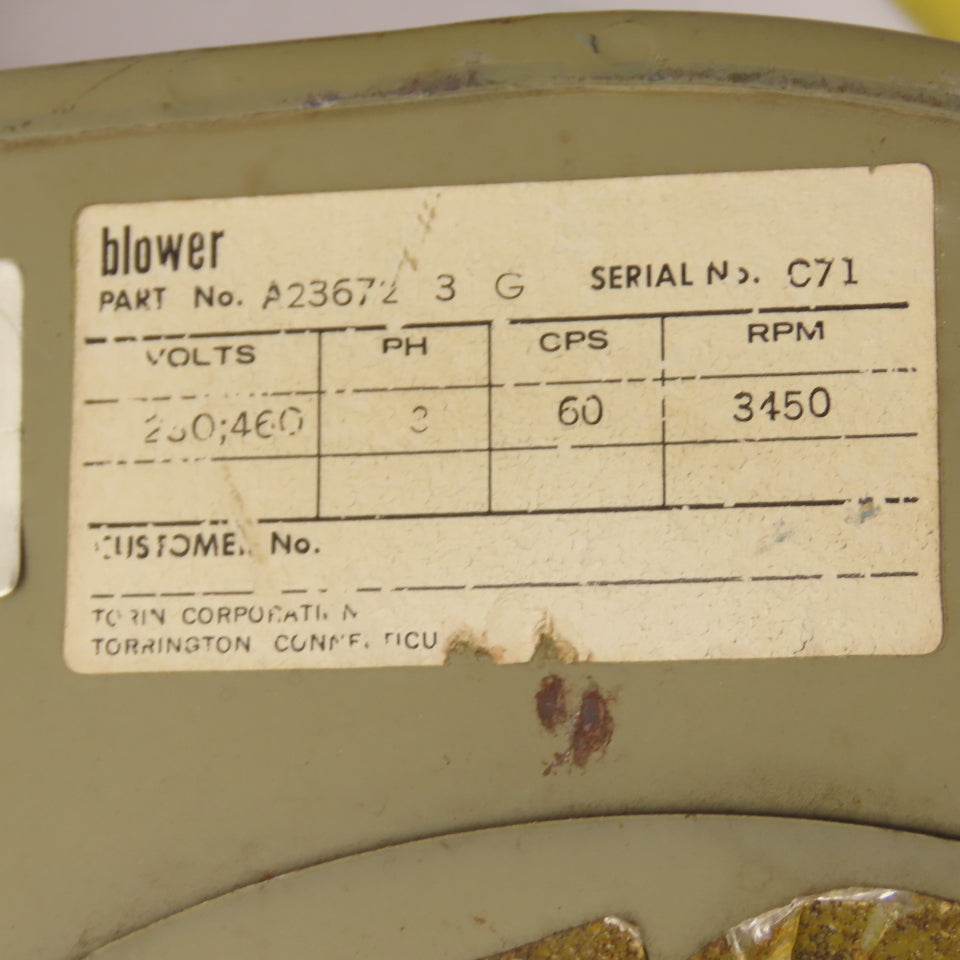 Torin A23672 1/2HP Centrifugal Blower 230/460V 3Ph 3450RPM