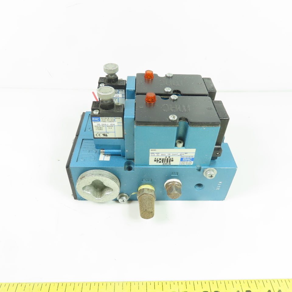 MAC 82A-AC-BKA-TM-DAAP-4DA Dual Pneumatic Solenoid Valve Manifold 120VAC 150PSI