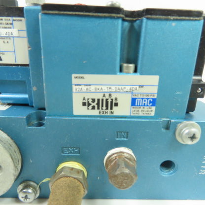 MAC 82A-AC-BKA-TM-DAAP-4DA Dual Pneumatic Solenoid Valve Manifold 120VAC 150PSI