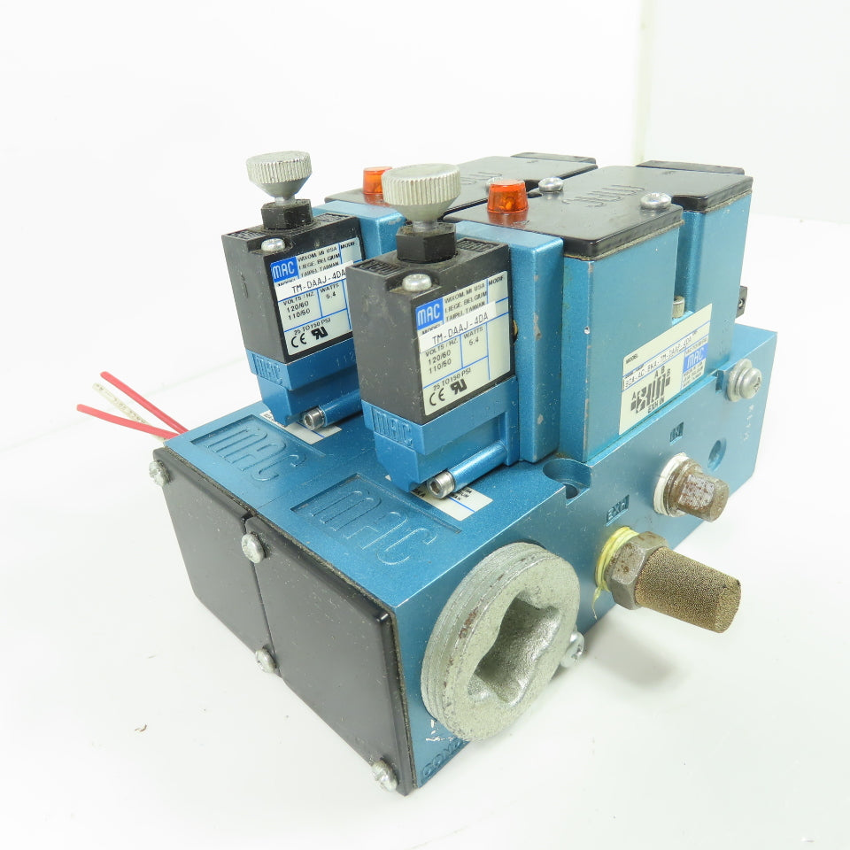 MAC 82A-AC-BKA-TM-DAAP-4DA Dual Pneumatic Solenoid Valve Manifold 120VAC 150PSI