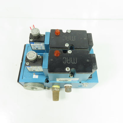 MAC 82A-AC-BKA-TM-DAAP-4DA Dual Pneumatic Solenoid Valve Manifold 120VAC 150PSI