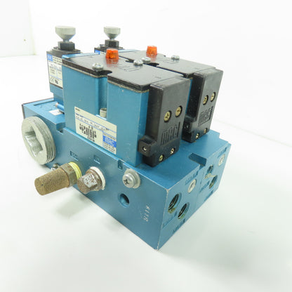MAC 82A-AC-BKA-TM-DAAP-4DA Dual Pneumatic Solenoid Valve Manifold 120VAC 150PSI