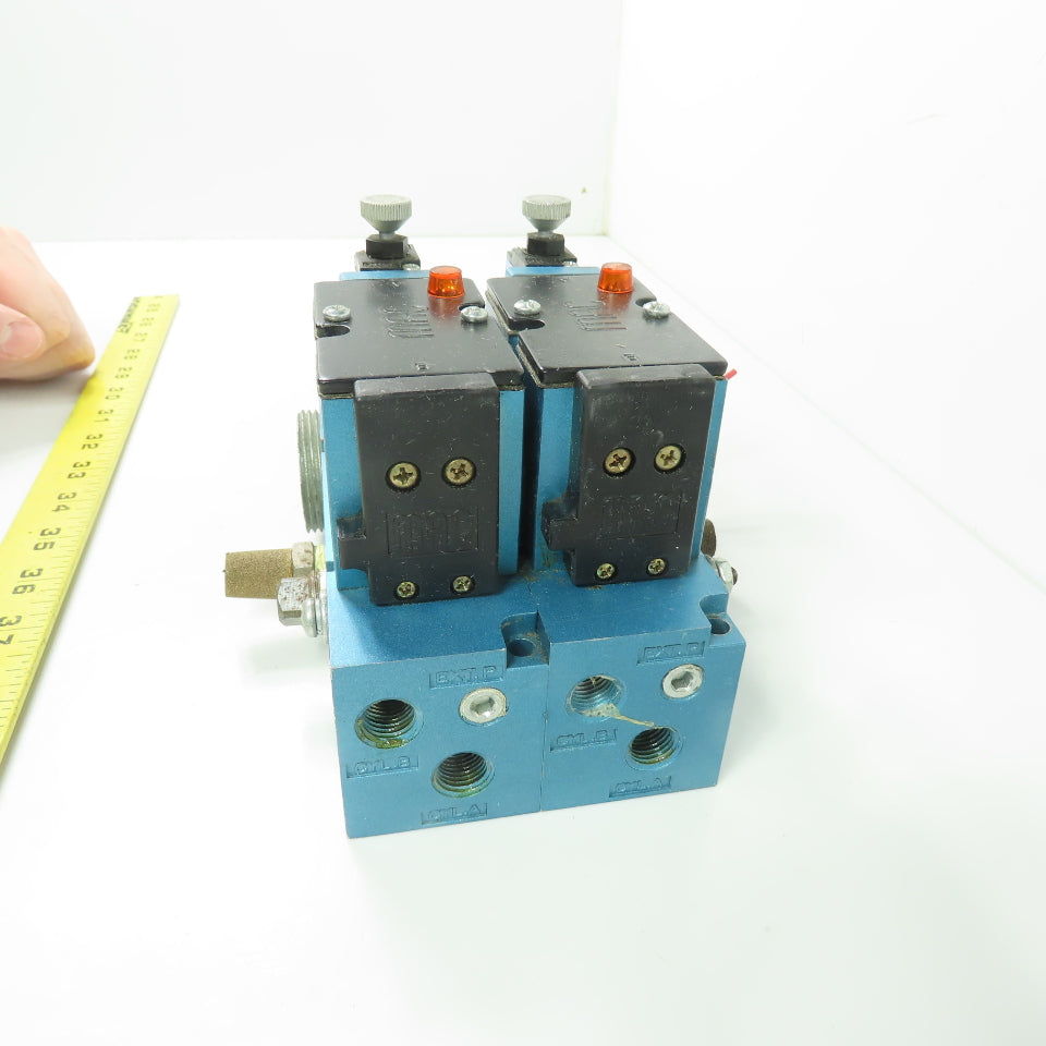 MAC 82A-AC-BKA-TM-DAAP-4DA Dual Pneumatic Solenoid Valve Manifold 120VAC 150PSI