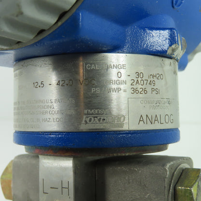 Foxboro IDP10-A22A21F Differential Pressure Transmitter 0-30 inH2O 3626 PSI