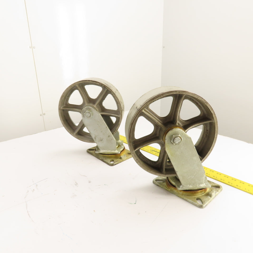 Albion AT 900001 Heavy Duty Cast iron Swivel Casters 10" x 3" Lot Of 2