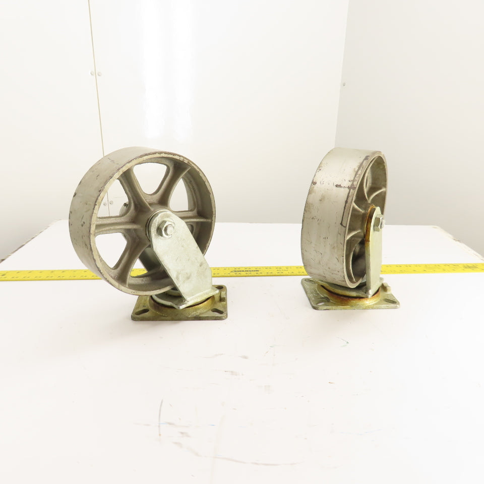 Albion AT 900001 Heavy Duty Cast iron Swivel Casters 10" x 3" Lot Of 2